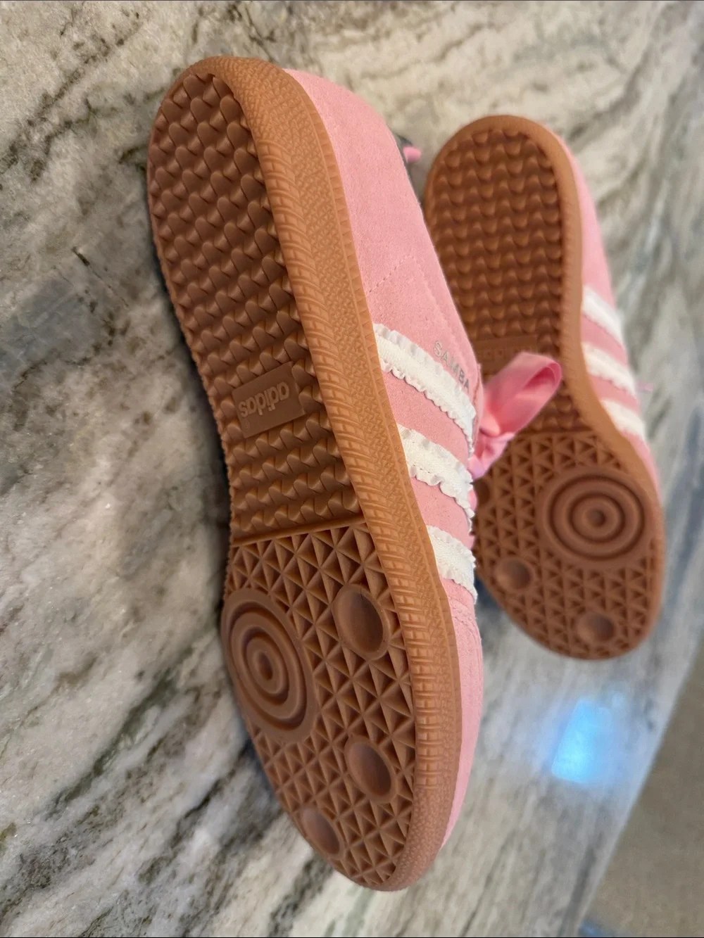 NWT adidas Samba Pink Satin and White Ruffle